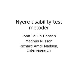 Nyere usability test metoder