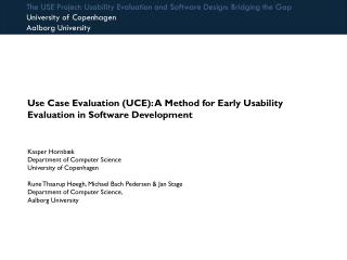 Use Case Evaluation (UCE): A Method for Early Usability Evaluation in Software Development