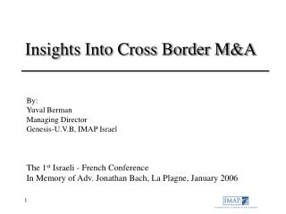 Insights Into Cross Border M&amp;A