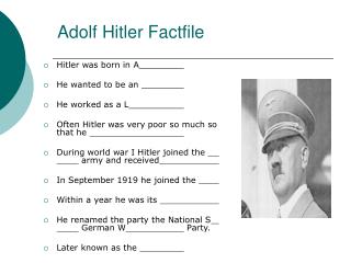 Adolf Hitler Factfile
