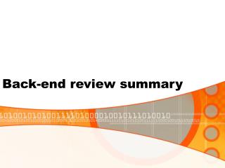 Back-end review summary