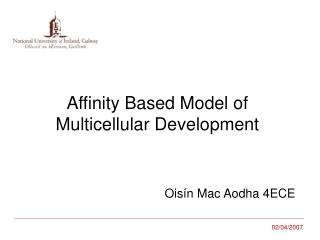 Affinity Based Model of Multicellular Development