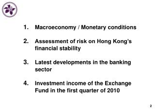 Macroeconomy / Monetary conditions Assessment of risk on Hong Kong’s financial stability