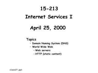 Internet Services I April 25, 2000