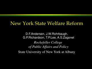 New York State Welfare Reform