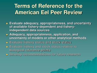 Terms of Reference for the American Eel Peer Review