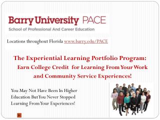 The Experiential Learning Portfolio Program: Earn College Credit for Learning From Your Work