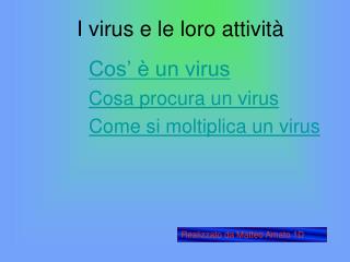I virus e le loro attività