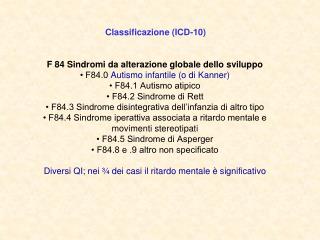 Classificazione (ICD-10)