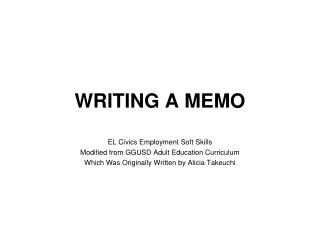 WRITING A MEMO