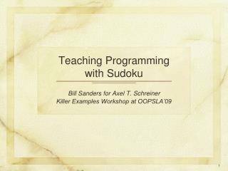 Teaching Programming with Sudoku