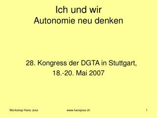 Ich und wir Autonomie neu denken