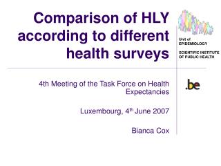 Comparison of HLY according to different health surveys