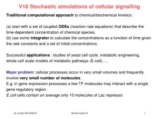 V18 Stochastic simulations of cellular signalling