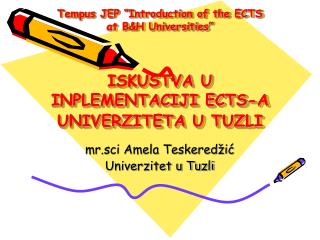 mr.sci Amela Teskeredžić Univerzitet u Tuzli