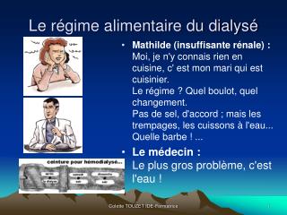 Le régime alimentaire du dialysé