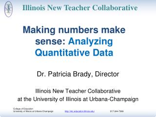 Making numbers make sense : Analyzing Quantitative Data