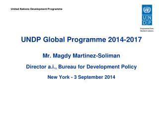 UNDP Global Programme 2014-2017 Mr. Magdy Martinez-Soliman