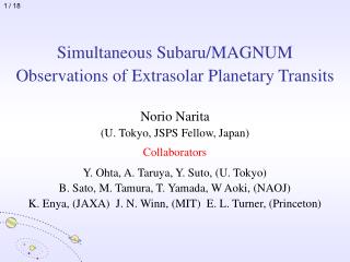 Simultaneous Subaru/MAGNUM Observations of Extrasolar Planetary Transits