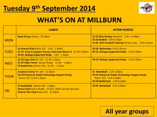 WHAT’S ON AT MILLBURN