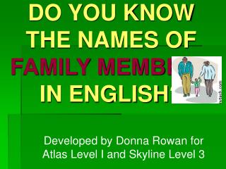 DO YOU KNOW THE NAMES OF FAMILY MEMBERS IN ENGLISH?