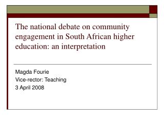 The national debate on community engagement in South African higher education: an interpretation