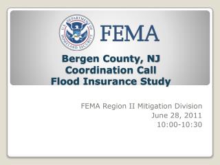 Bergen County, NJ Coordination Call Flood Insurance Study