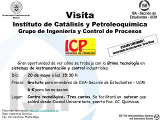 Visita Instituto de Catálisis y Petroleoquímica Grupo de Ingeniería y Control de Procesos