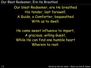 Our Blest Redeemer, Ere He Breathed