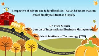 Dr. Tiwa S. Park Chairperson of International Business Management
