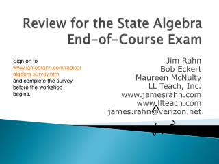Review for the State Algebra End-of-Course Exam