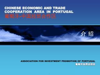 CHINESE ECONOMIC AND TRADE COOPERATION AREA IN PORTUGAL 葡萄牙 - 中国经贸合作区 介 绍