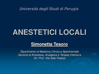 ANESTETICI LOCALI