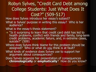 Robyn Sylves, “Credit Card Debt among College Students: Just What Does It Cost?” (509-517)