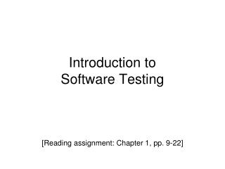 Introduction to Software Testing