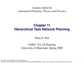 Chapter 11 Hierarchical Task Network Planning