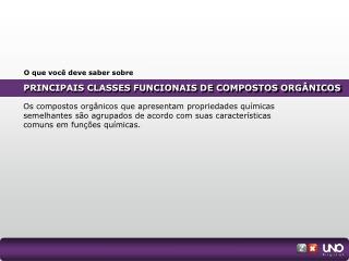 PRINCIPAIS CLASSES FUNCIONAIS DE COMPOSTOS ORGÂNICOS