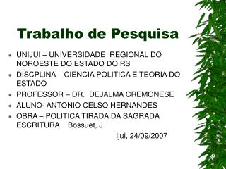 Trabalho de Pesquisa