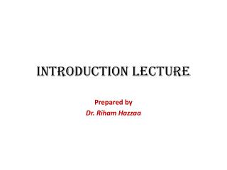 Introduction Lecture