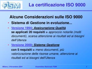 La certificazione ISO 9000