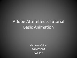 Adobe Aftereffects Tutorial Basic Animation