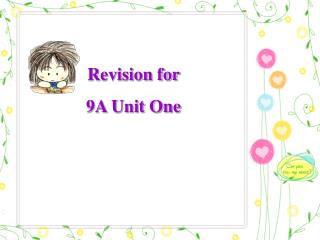 Revision for 9A Unit One