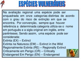 ESPÉCIES VULNERÁVEIS