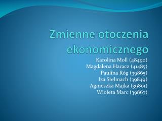 Zmienne otoczenia ekonomicznego