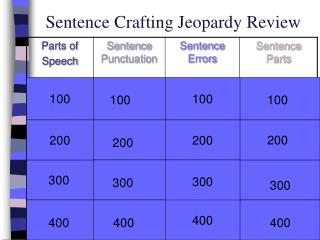 Sentence Crafting Jeopardy Review