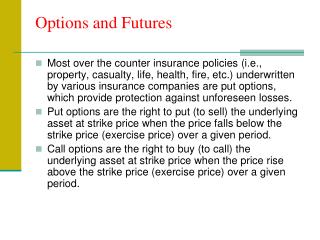 Options and Futures