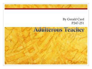 Adulterous Teacher