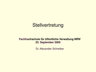 Stellvertretung Fachh ochschule für öffentliche Verwaltung NRW