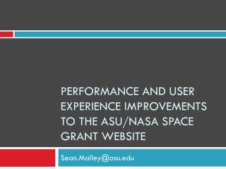 Performance and User Experience Improvements to the ASU/NASA Space Grant Website