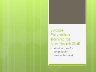 Suicide Prevention Training for Non-Health Staff